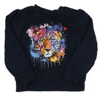 Tmavomodrá mikina s gepardem Kiabi