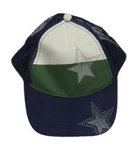 Tmavmodro-khaki-bílá kšiltovka se síťovinou a hvězdami Kids