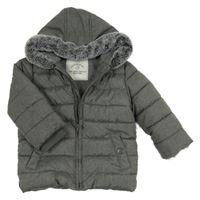 Tmavošedá melírovaná šusťáková zimní bunda s kapucí George