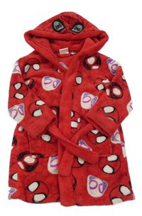 Červený chlupatý župan s kapucí - Spiderman Primark