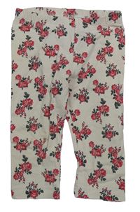 Krémové bodkovaná é legíny s růžemi Topomini