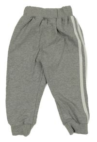 Sivé melírované tepláky s pruhmi