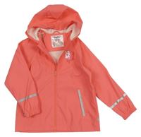 Korálová nepromokavá bunda s jednorožcom a kapucňou Lupilu