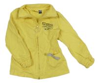 Žltá prepínaci mikina s nápisom a srdiečkami