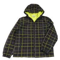 Černo-limetková kostkovaná softshellová bunda s kapucí Yigga