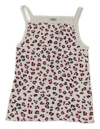 Biely rebrovaný top s leopardím vzorom Y.F.K.