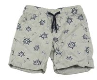 Sivé plátenné kraťasy s kormidly a kotvami Lupilu