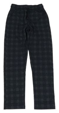 Tmavomodré kockované teplákové slim chino nohavice