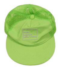 Neonově zelená kšiltovka se síťovinou a nápisem