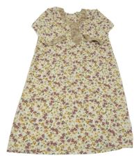 Béžové kvetované ľahké šaty