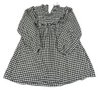 Černo-smetanové kostkované šaty s volánky Next