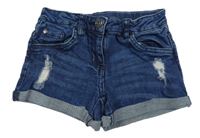 Tmavomodré rifľové kraťasy s vyšúchaním Pepperts