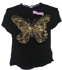 Čierne tričko s motýlkem z flitrů F&F