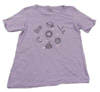 Lila pyžamové tričko s vesmírom Primark