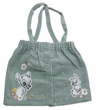 Khaki menšestrová sukňa s trakami a Bambim Disney