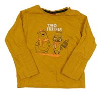 Okrové triko s medvědem a mývalem S. Oliver