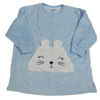 Svetlomodrá plyšová oversize mikina s králikom Pep&Co