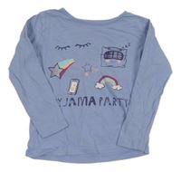 Světlemodré pyžamové triko s nápisem a obrázky Lupilu