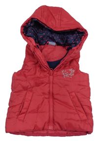 Malinová šušťáková zateplená vesta s kapucňou Lupilu