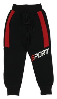 Černá mikina s červeným pruhem a nápisem 