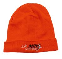 Červená pletená čapica s výšivkou