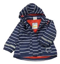 Tmavomodro-bílá pruhovaná šusťáková jarní bunda s kapucí Topomini