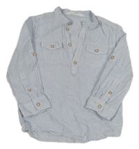 Bílo-modrá pruhovaná lněná košile H&M