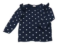 Tmavomodré puntíkaté triko s volánky pat pat