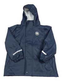 Tmavomodrá nepromokavá bunda s kapucňou