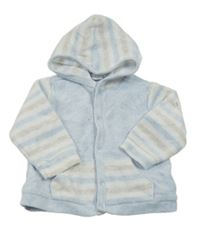 Světlemodro-sivá pruhovaná zamatová prepínaci mikina s kapucňou