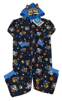 Nové - tmavomodrá fleecová kombinéza s Tlapkovou patrolou a kapucí Nickelodeon