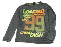 Tmavoěedé melírované tričko s číslom a nápisom Chapter young