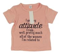 Nové - svetloružové tričko s nápisom shein