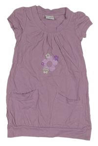 Lila šaty s kvetinou a vreckami Pocopiano