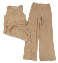2 set - zlaté třpytivé lehké kalhoty + top s páskem River Island