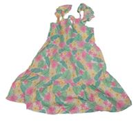 Bielo-ružovo-zelené kvetované ľahké šaty Primark