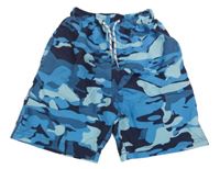 Modro-čierne army plážové kraťasy