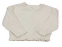 Biela rebrovaná plyšová crop mikina Primark
