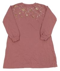 Staroružové teplákové šaty so srdíčky z flitrů H&M