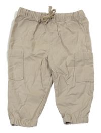 Béžové plátenné cuff nohavice s vreckami F&F