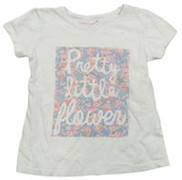 Biele tričko s kvetmi a nápisom Primark