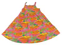 Ružovo-oranžové šaty s palmami Primark