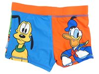 Modro-oranžovo-zeleno-žlté nohavičkové chlapčenské plavky s Mickeym a kamarády Disney