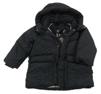 Černý šusťákový zimní kabát s kapucí Zara