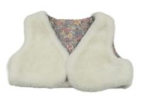 Biela kožušinová podšitá crop vesta