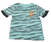 Světlemodro-tmavosivé pruhované tričko s nápisom Topolino