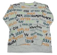 Svetlošedá -farebná mikina s nápismi