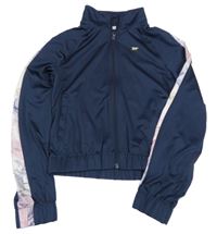 Tmavomodro-fialová propínací sportovní crop mikina Primark