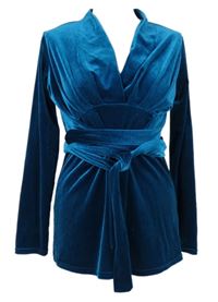 Dámska petrolejová zamatová tunika s opaskom zn. Onjenu