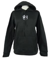 Dámská černá oversized mikina s erbem a kapucí 